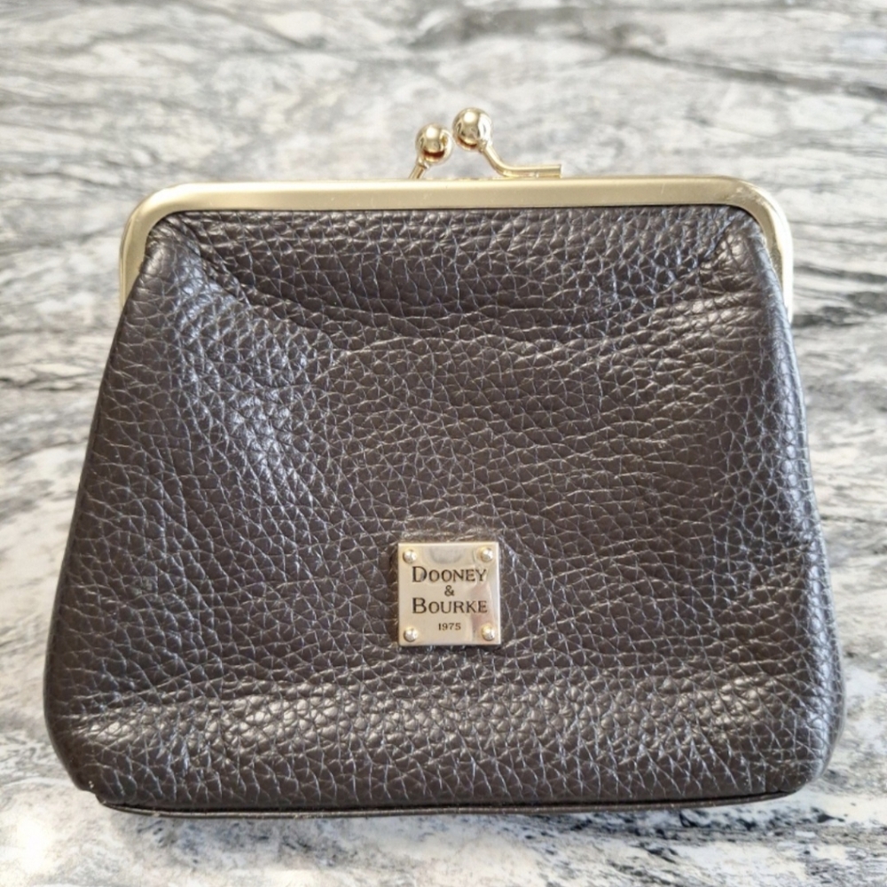 Dooney and Bourke Pebble Leather Large Kisslock, Brown Tmoro